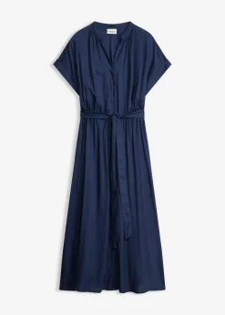bonprix bonprix Vestido camisero de viscosa fluida Azul marino Online