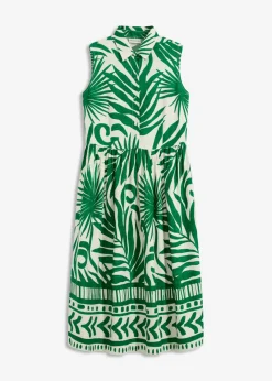 bonprix bonprix Vestido camisero de viscosa fluida Blanco-verde de flores Online