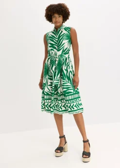 bonprix bonprix Vestido camisero de viscosa fluida Blanco-verde de flores Online