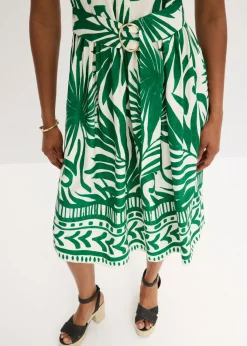 bonprix bonprix Vestido camisero de viscosa fluida Blanco-verde de flores Online
