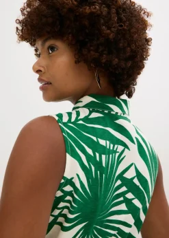 bonprix bonprix Vestido camisero de viscosa fluida Blanco-verde de flores Online