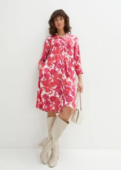 bonprix bonprix Vestido camisero de viscosa fluida Pink lady Sale