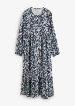 bonprix bonprix Vestido camisero de viscosa fluida Azul hielo de flores New