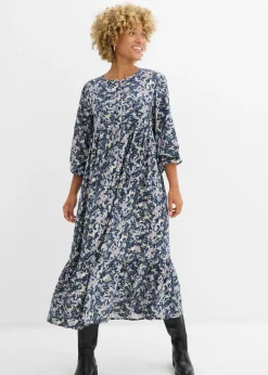 bonprix bonprix Vestido camisero de viscosa fluida Azul hielo de flores New