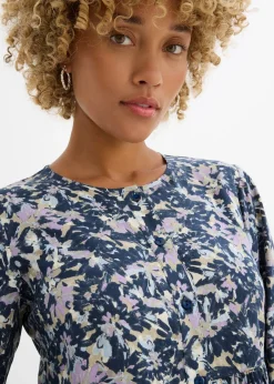 bonprix bonprix Vestido camisero de viscosa fluida Azul hielo de flores New