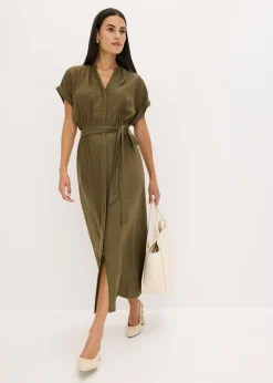 bonprix bonprix Vestido camisero de viscosa fluida Cereza Sale