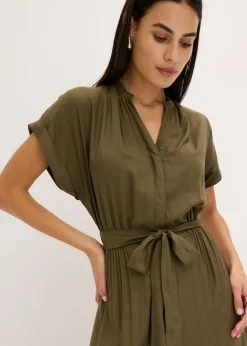 bonprix bonprix Vestido camisero de viscosa fluida Cereza Sale