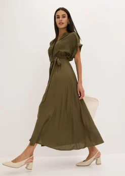 bonprix bonprix Vestido camisero de viscosa fluida Cereza Sale