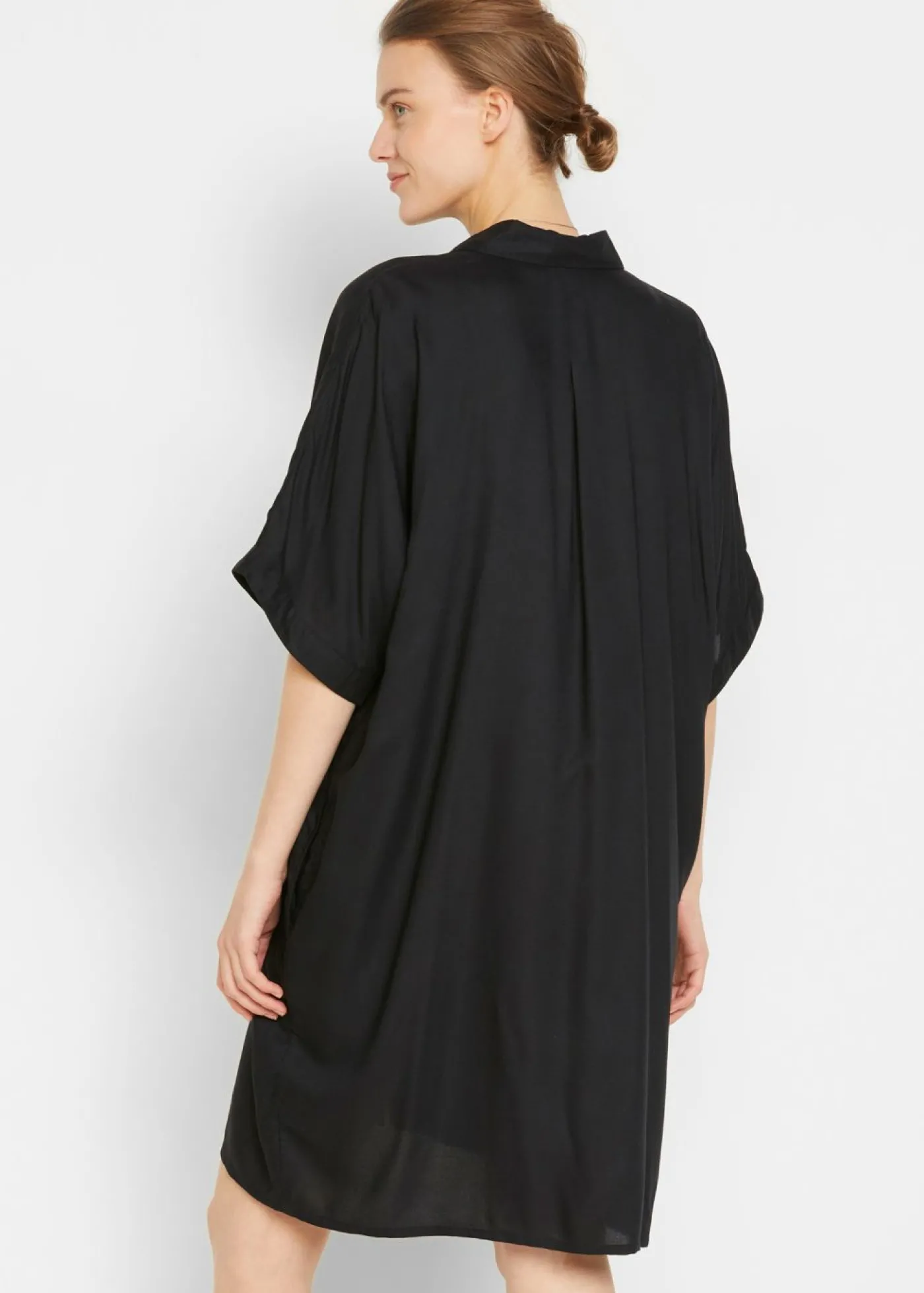 bonprix bonprix Vestido camisero de viscosa fina Negro Discount