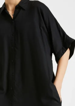 bonprix bonprix Vestido camisero de viscosa fina Negro Discount