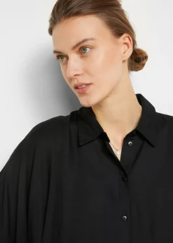 bonprix bonprix Vestido camisero de viscosa fina Negro Discount