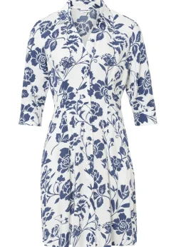 bonprix bonprix Vestido camisero de viscosa fluida crema suave/azul medianoche. con flores Best