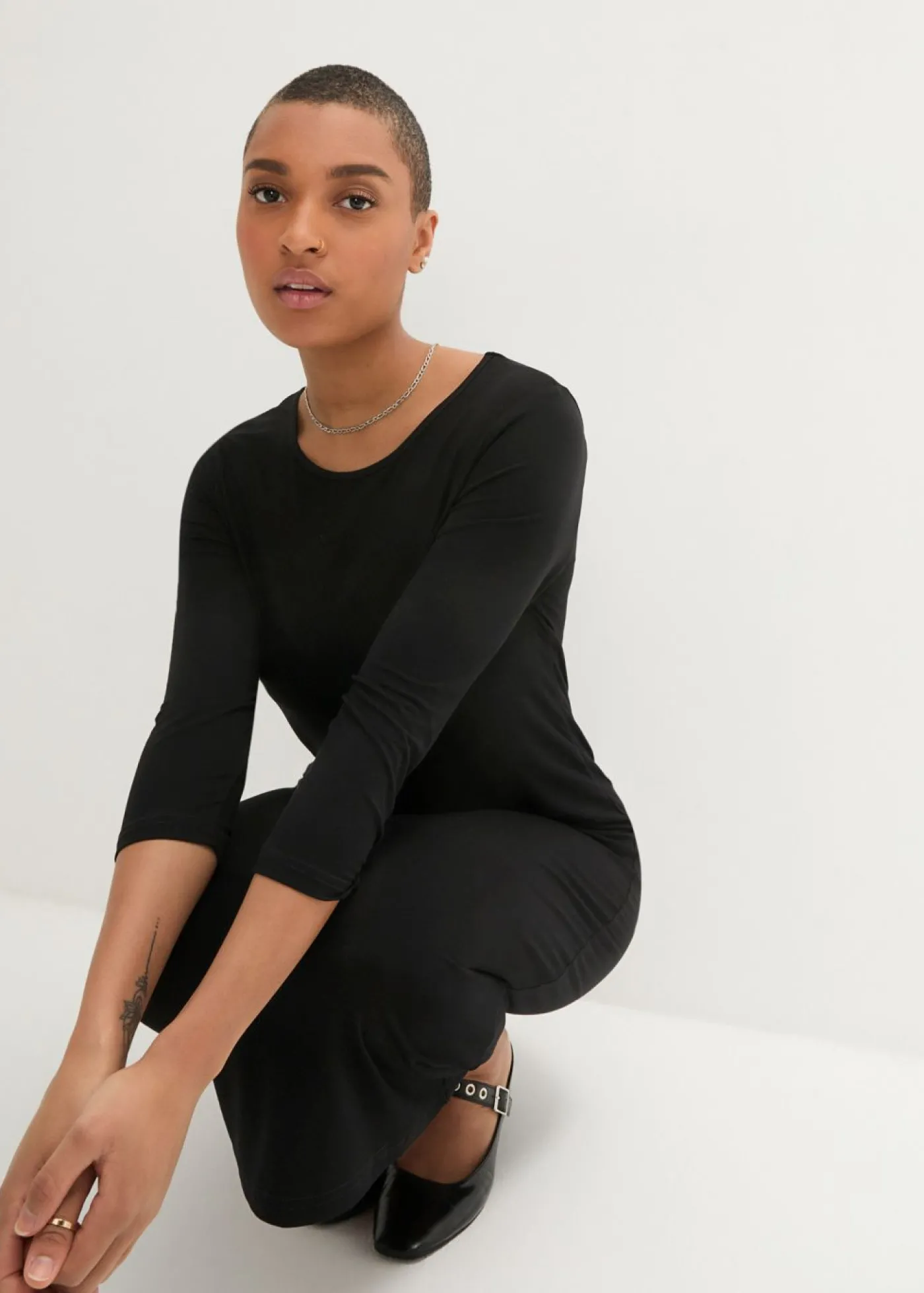 bonprix bonprix Vestido camisero de viscosa fina Negro Online