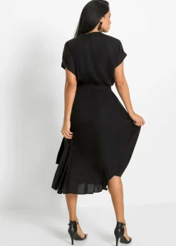 bonprix bonprix Vestido camisero de viscosa fluida Negro Online