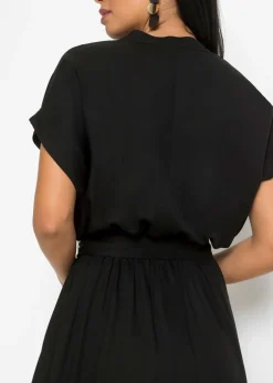 bonprix bonprix Vestido camisero de viscosa fluida Negro Online