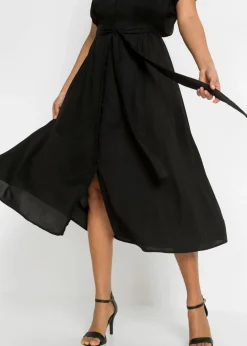 bonprix bonprix Vestido camisero de viscosa fluida Negro Online