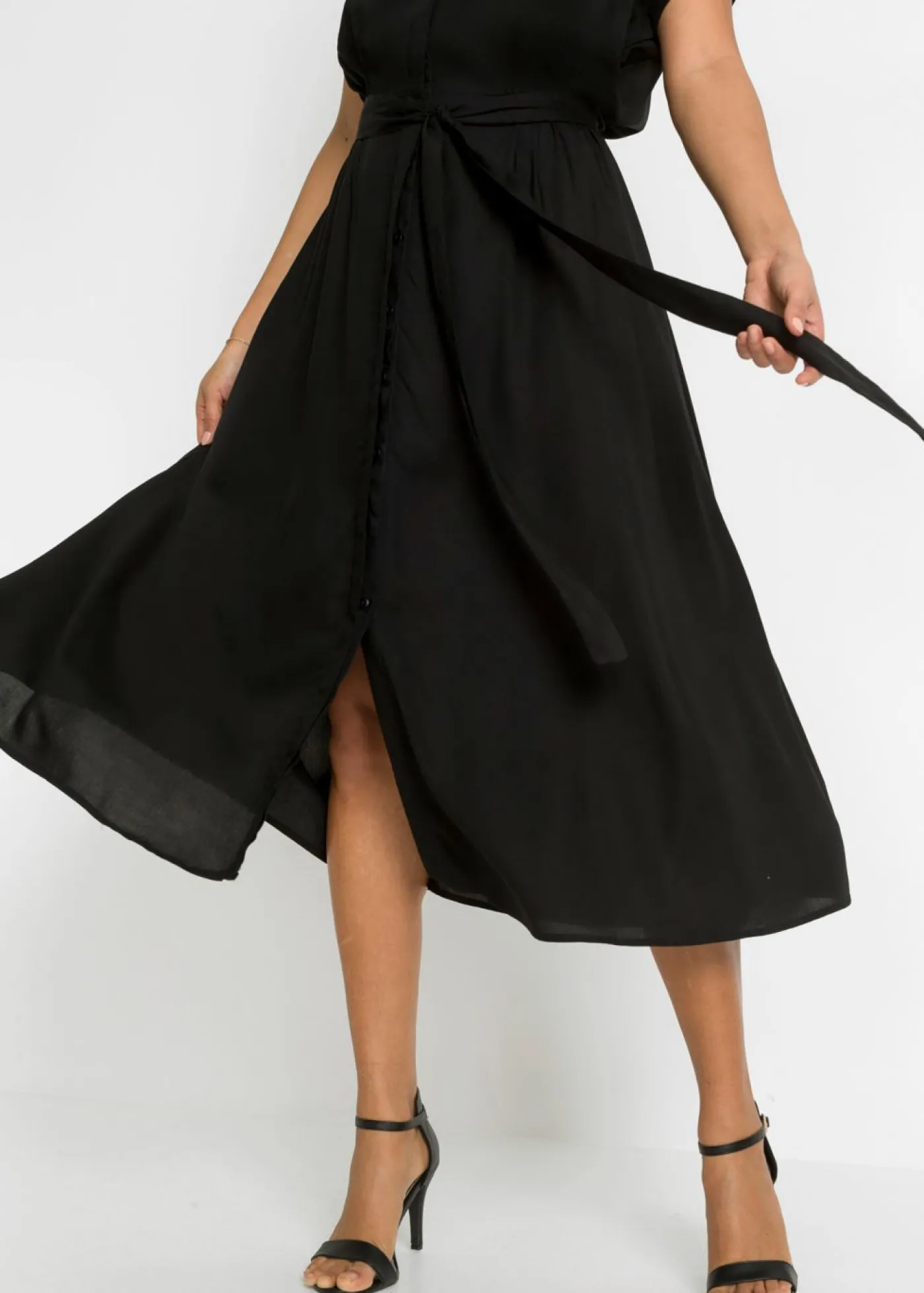 bonprix bonprix Vestido camisero de viscosa fluida Negro Online