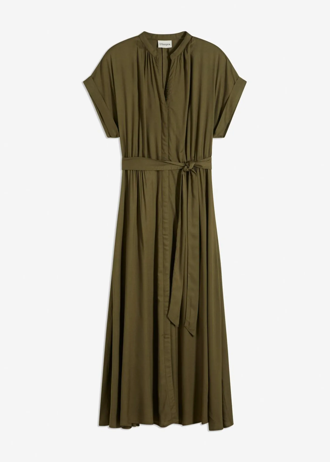 bonprix bonprix Vestido camisero de viscosa fluida Verde oliva oscuro Sale
