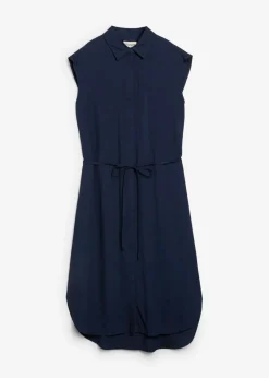 bonprix bonprix Vestido camisero de viscosa suave Azul marino Sale