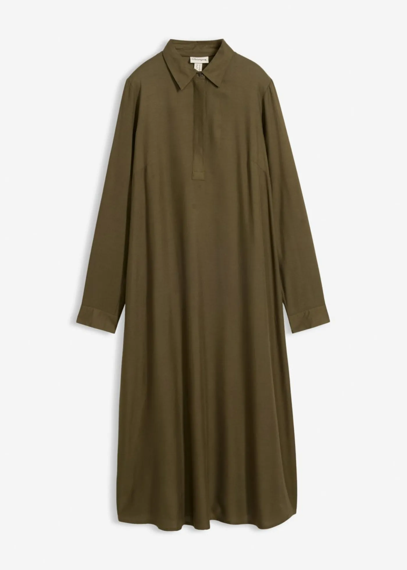 bonprix bonprix Vestido camisero de viscosa fina Verde oliva oscuro Hot