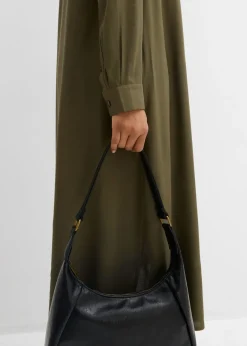 bonprix bonprix Vestido camisero de viscosa fina Verde oliva oscuro Hot