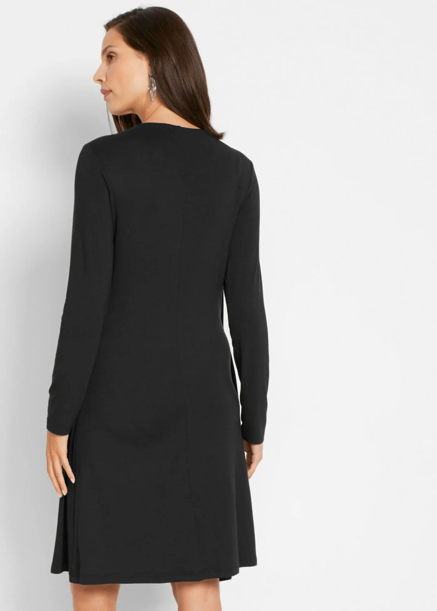 bonprix bonprix Vestido camisero de viscosa sostenible con aspecto doble Negro-plata Sale