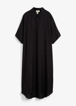 bonprix bonprix Vestido camisero de viscosa fina Negro