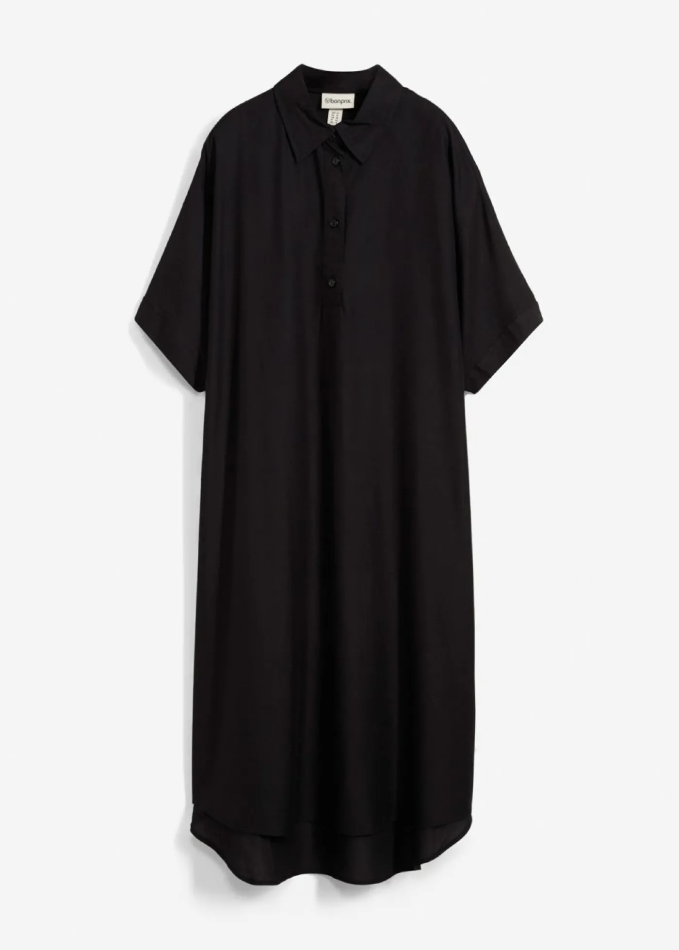 bonprix bonprix Vestido camisero de viscosa fina Negro