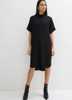 bonprix bonprix Vestido camisero de viscosa fina Negro