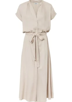 bonprix bonprix Vestido camisero de viscosa fluida Beige New