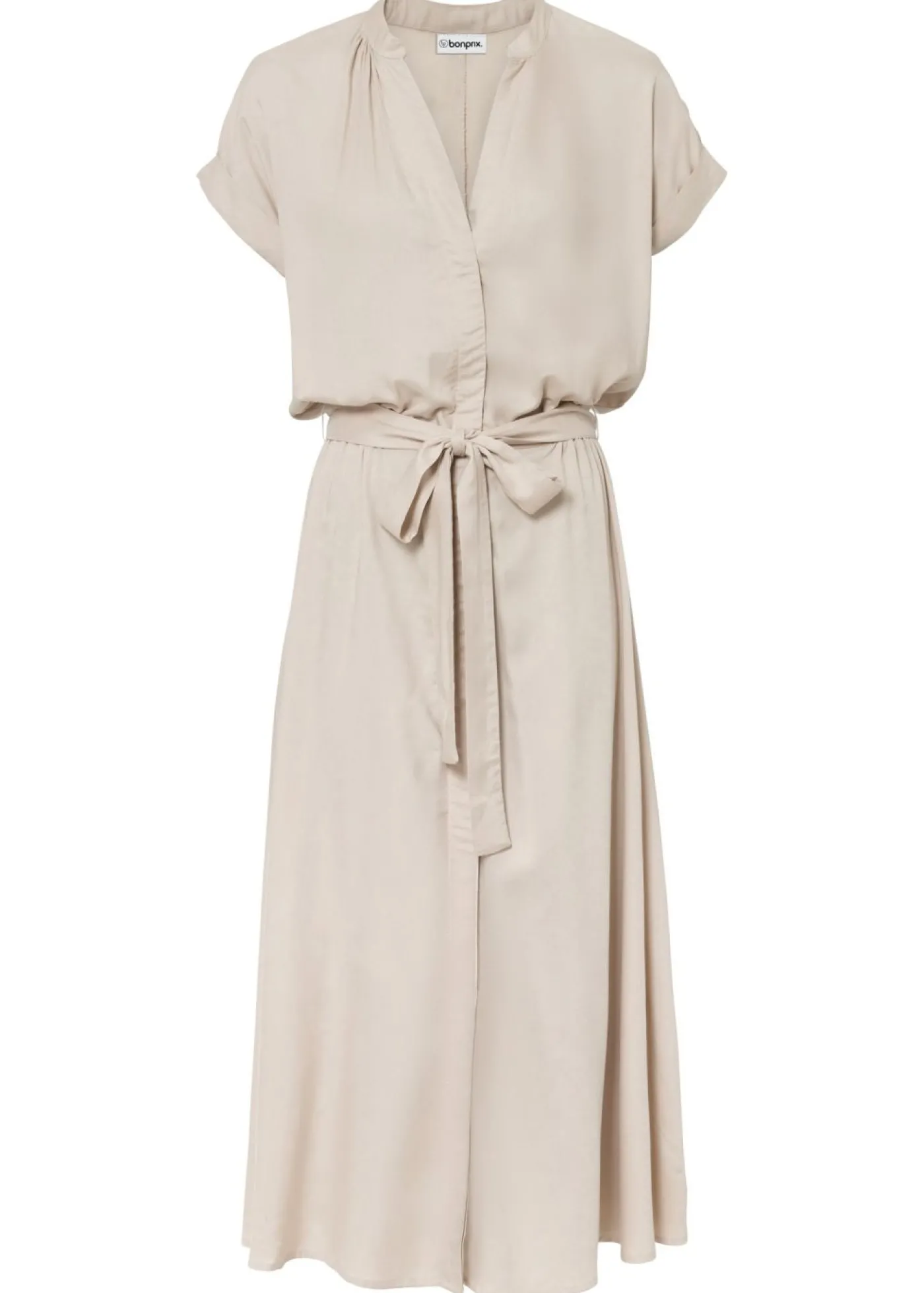 bonprix bonprix Vestido camisero de viscosa fluida Beige New