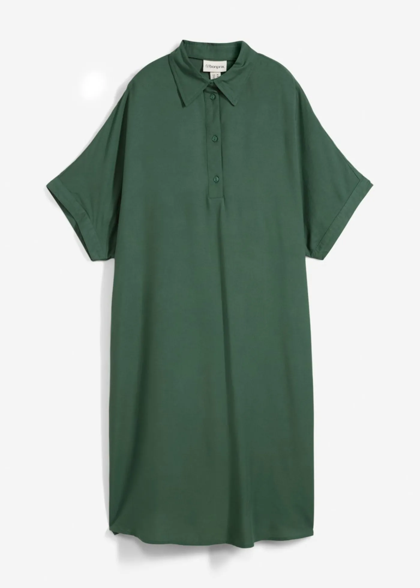 bonprix bonprix Vestido camisero de viscosa fina verde sombra Clearance