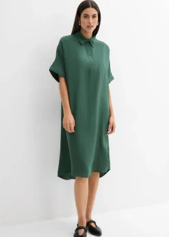 bonprix bonprix Vestido camisero de viscosa fina verde sombra Clearance