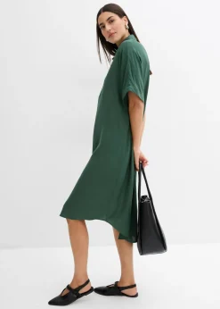 bonprix bonprix Vestido camisero de viscosa fina verde sombra Clearance