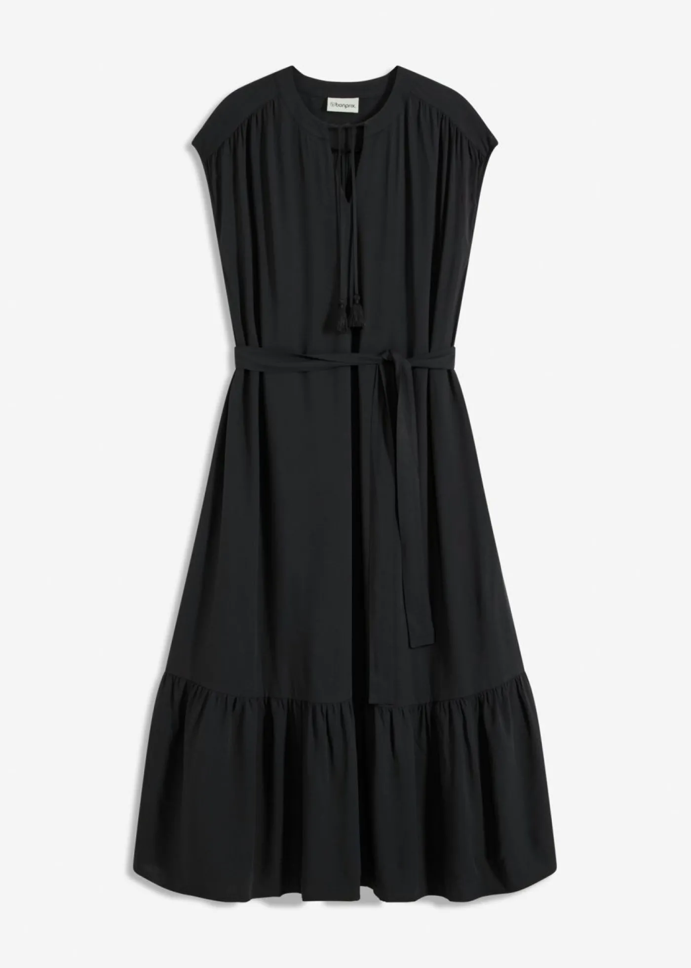 bonprix bonprix Vestido camisero fluido Negro Sale