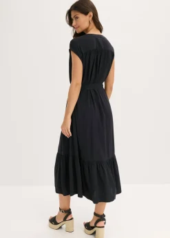 bonprix bonprix Vestido camisero fluido Negro Sale