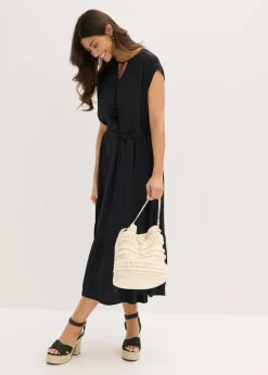 bonprix bonprix Vestido camisero fluido Negro Sale
