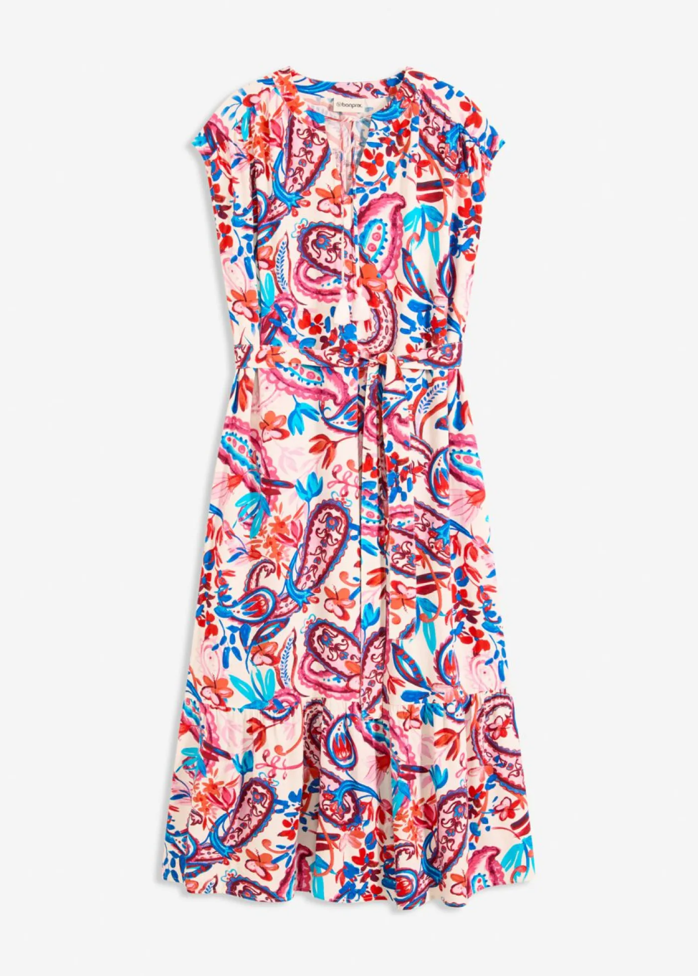 bonprix bonprix Vestido camisero fluido blanco lana-mango-fresa-rosa-azul glaciar Discount