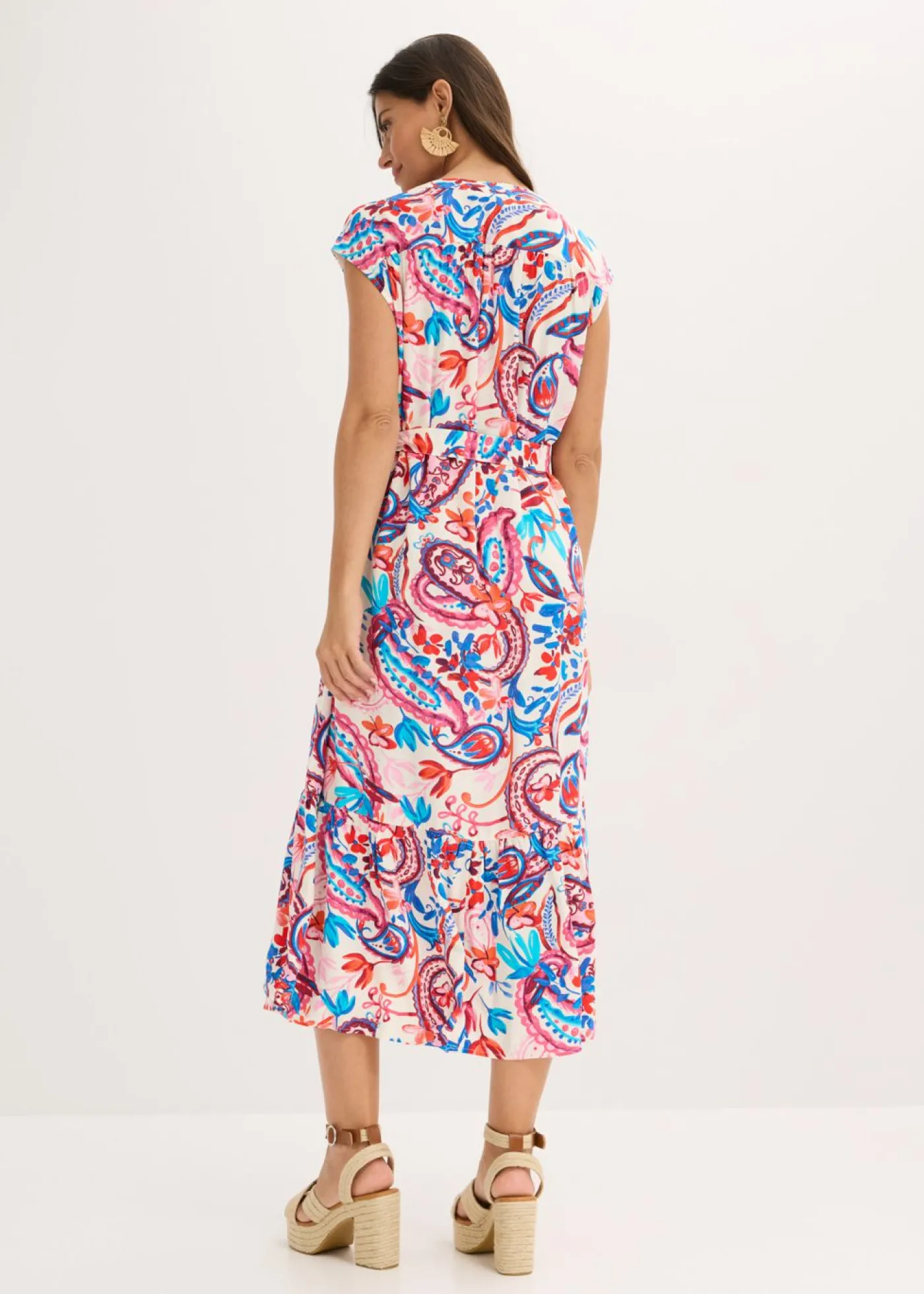 bonprix bonprix Vestido camisero fluido blanco lana-mango-fresa-rosa-azul glaciar Discount