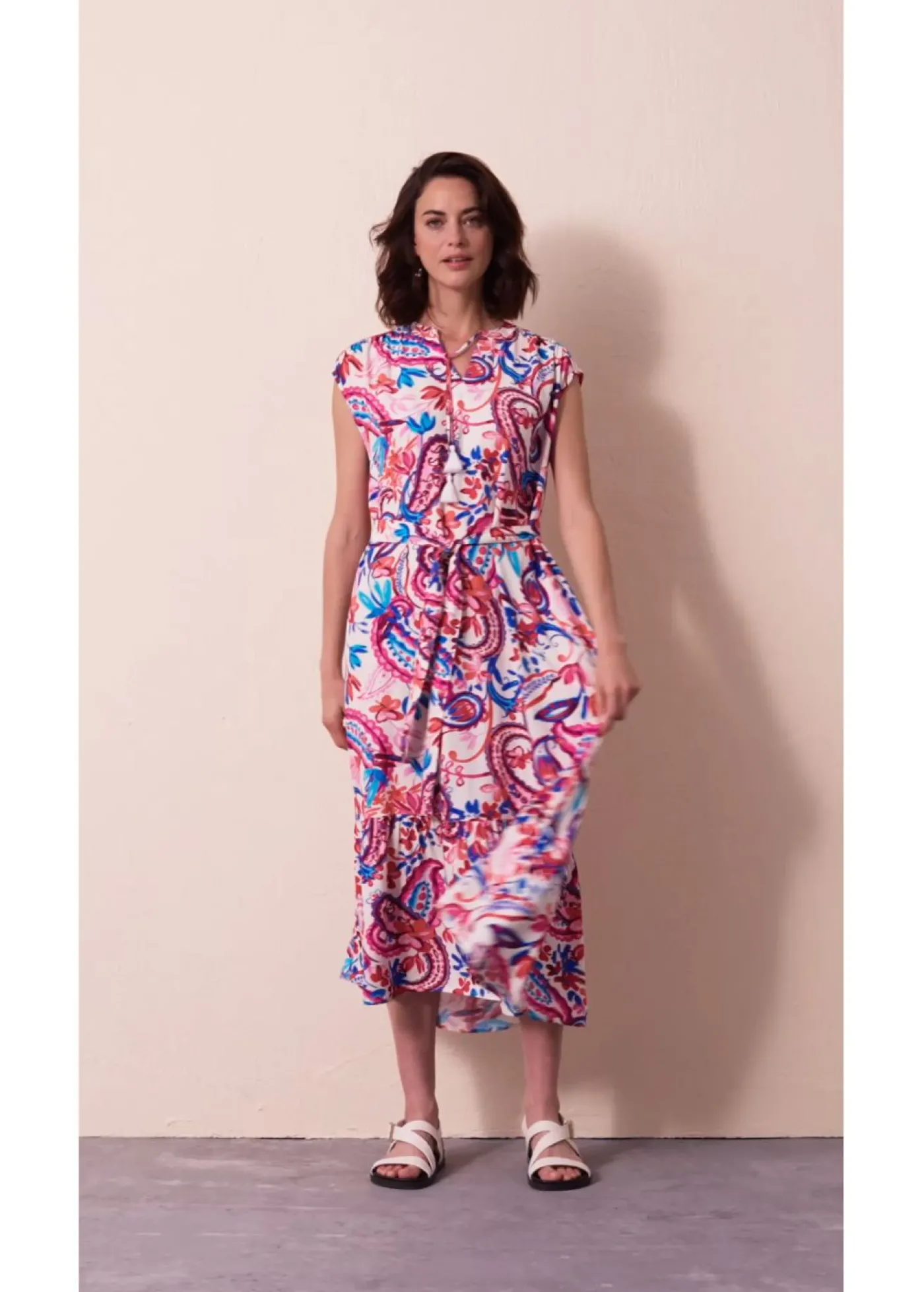 bonprix bonprix Vestido camisero fluido blanco lana-mango-fresa-rosa-azul glaciar Discount