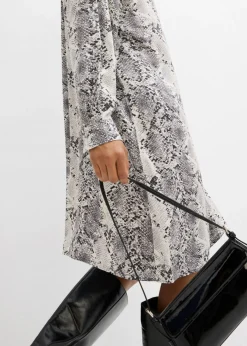 bonprix bonprix Vestido camisero holgado de viscosa fina piel de serpiente negro-blanco Hot
