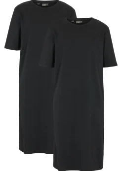 bonprix bonprix Vestido camisero holgado de algodón puro (2 unidades) Negro Discount
