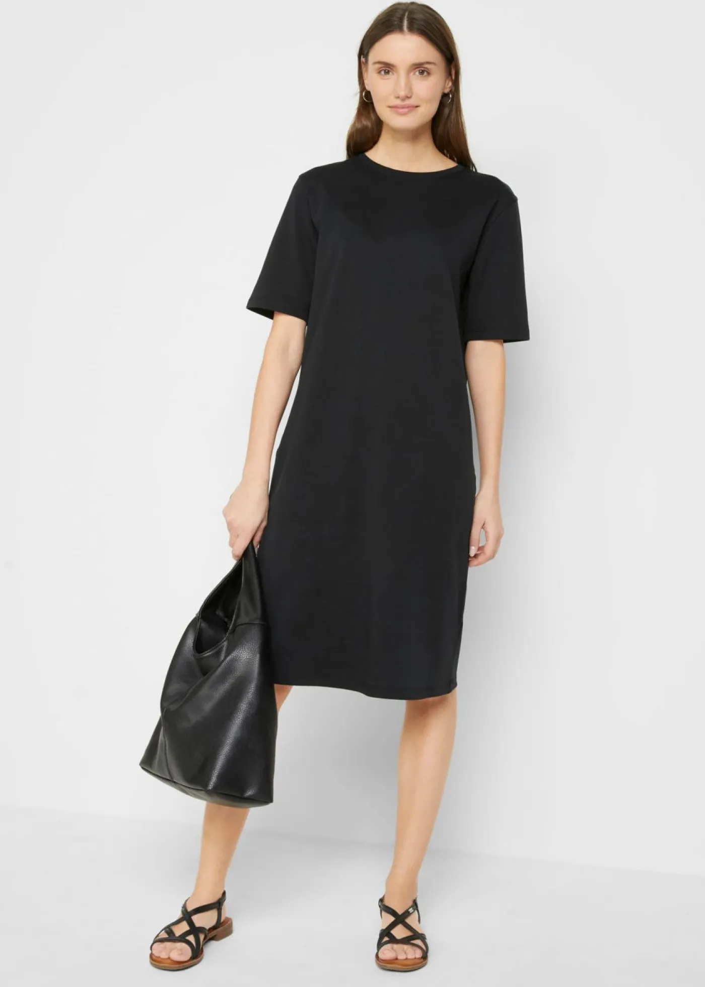 bonprix bonprix Vestido camisero holgado de algodón puro (2 unidades) Negro Discount