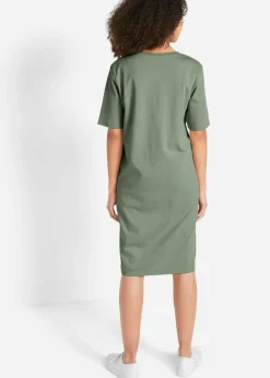 bonprix bonprix Vestido camisero holgado de algodón puro (2 unidades) Azul marino + verde hierba Discount