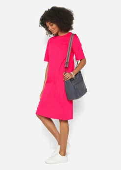 bonprix bonprix Vestido camisero holgado de algodón puro (2 unidades) Rosa hibisco + gris jaspeado Outlet