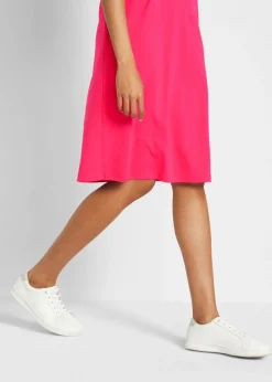 bonprix bonprix Vestido camisero holgado de algodón puro (2 unidades) Rosa hibisco + gris jaspeado Outlet