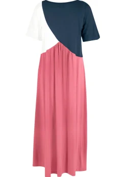 bonprix bonprix Vestido camisero largo y ancho en mezcla de algodón y viscosa rojo / azul marino / crema suave Discount