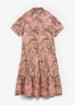 bonprix bonprix Vestido camisero tipo polo Verde oliva claro-rosa ceniza estampado