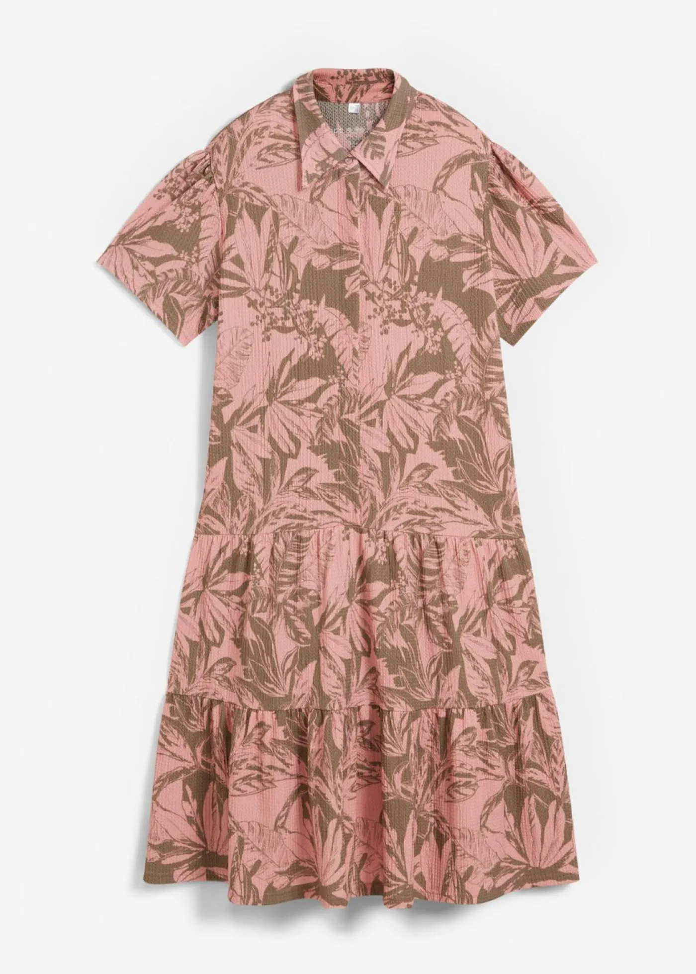 bonprix bonprix Vestido camisero tipo polo Verde oliva claro-rosa ceniza estampado