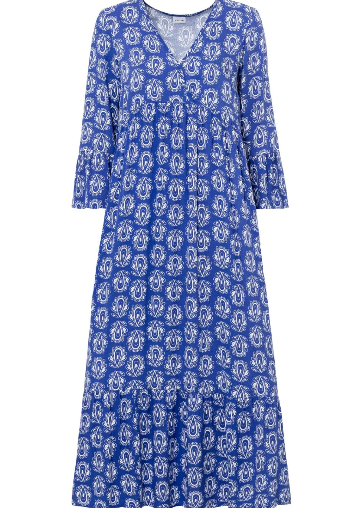 bonprix bonprix Vestido con aspecto de craftán Azul gema estampado Outlet